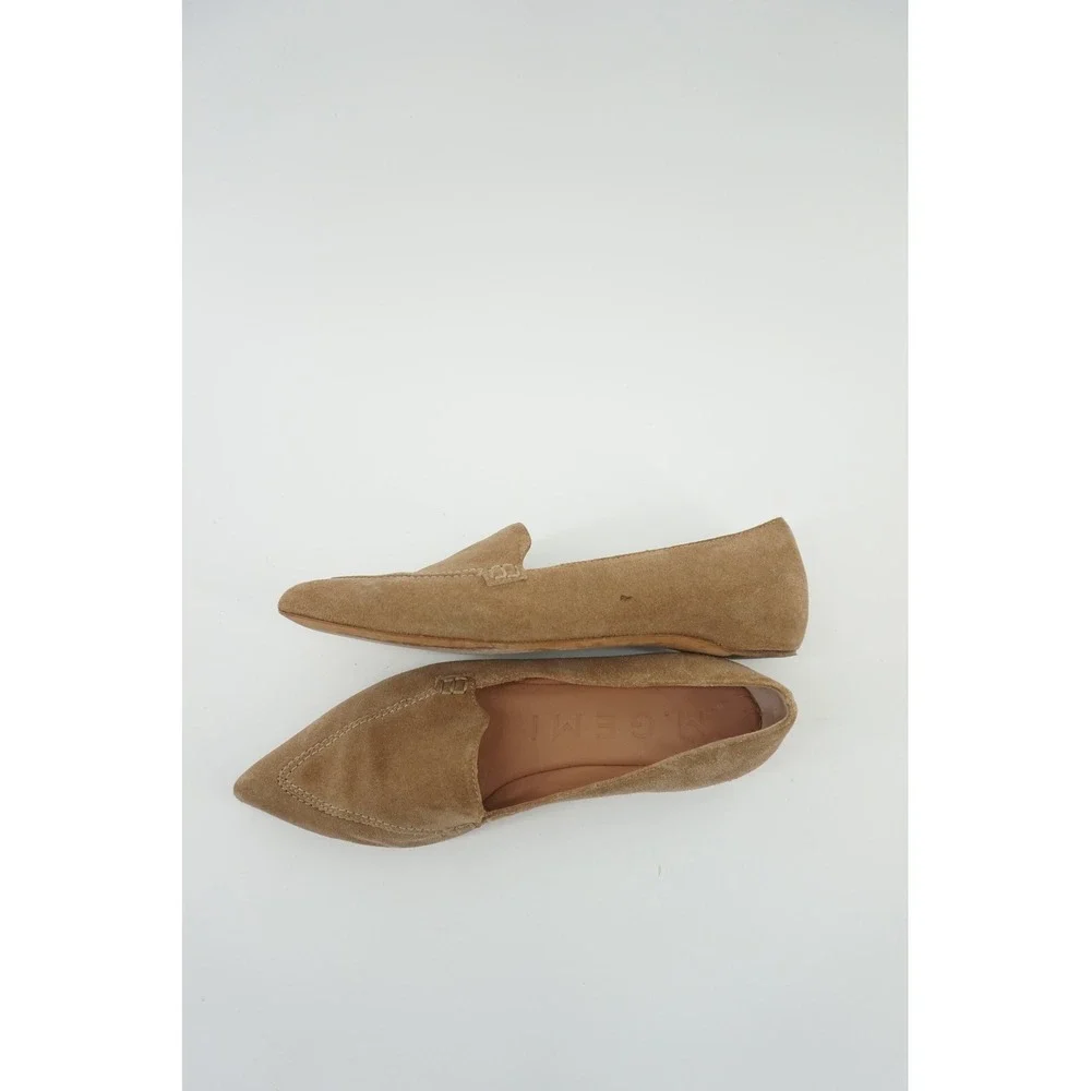M.Gemi The Gia Suede Pointed Toe Loafers Italian Leather Flats Tan 36